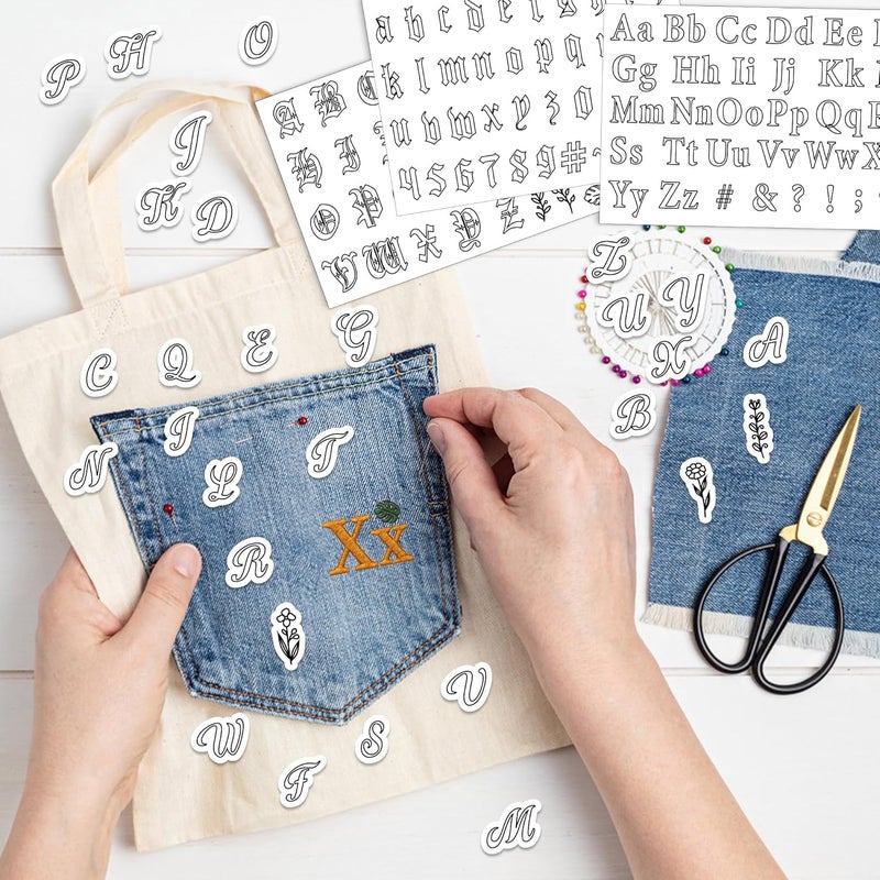 CRASHOT Water Soluble Stabilizer Embroidery Pattern - Letter Alphabet Stick & Stitch Embroidery Paper Wash Away, Number Hand Sewing Patterns for T-Shirt Bag Towel (4 Sheets) - Image 5